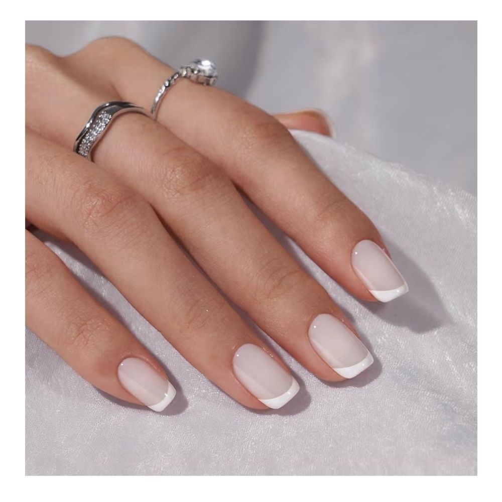 BTArtbox 3 Boxes + 18xtra Gel Press-on Glue-on Nails Classic Milky White French
